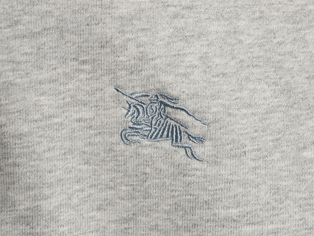 Burberry Equestrian Knight Embroidered Gray Check-Detail Zip Hoodie