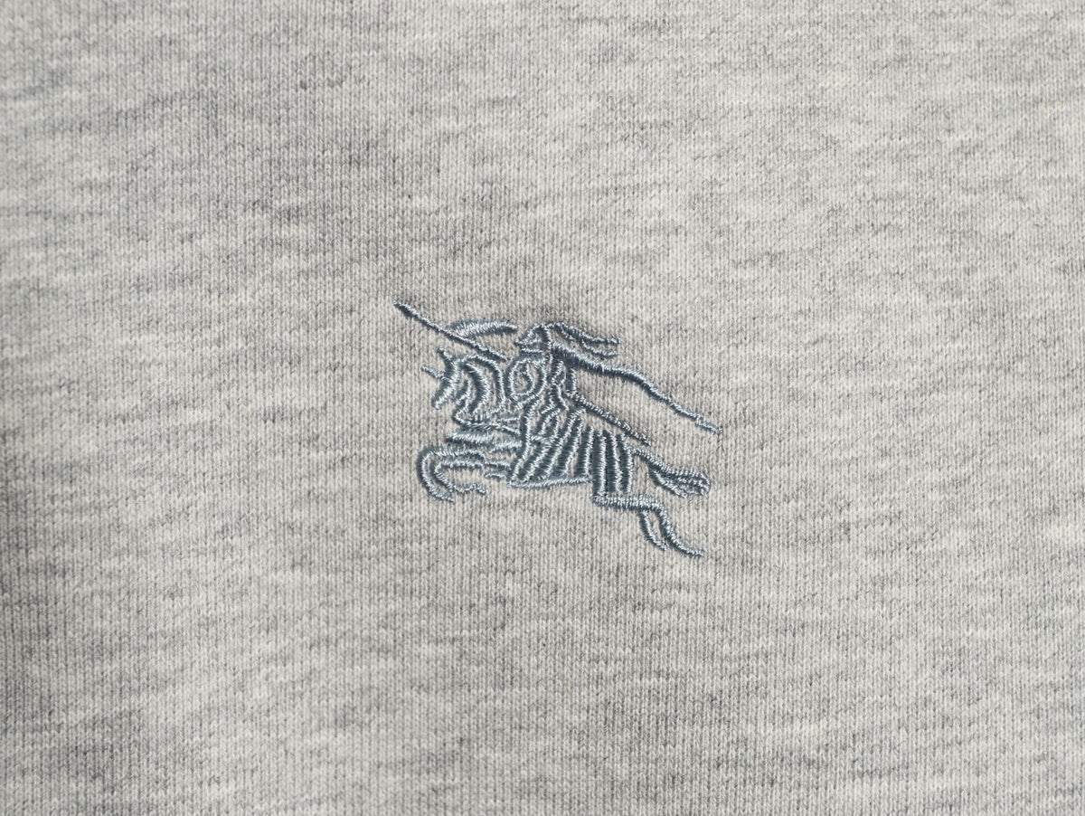 Burberry Equestrian Knight Embroidered Gray Check-Detail Zip Hoodie