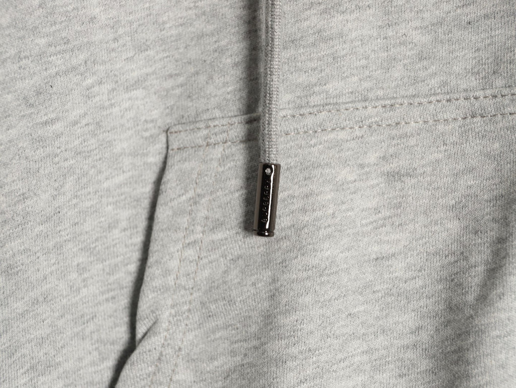 Burberry Equestrian Knight Embroidered Gray Check-Detail Zip Hoodie
