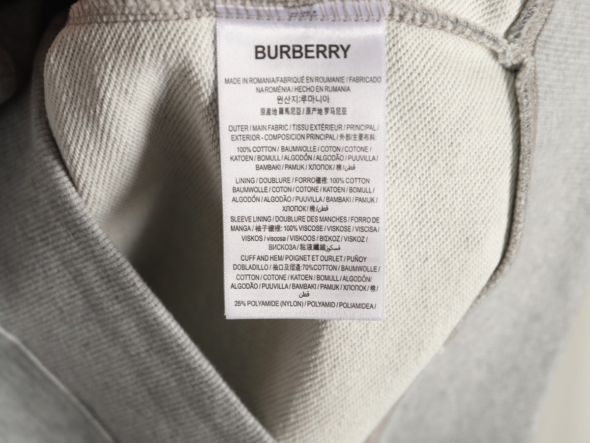 Burberry Equestrian Knight Embroidered Gray Check-Detail Zip Hoodie