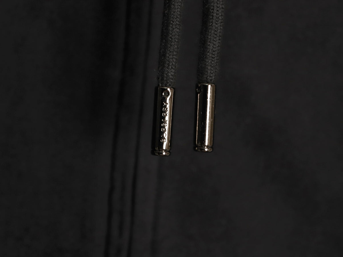 Burberry Equestrian Knight Embroidered Black Check-Detail Zip Hoodie