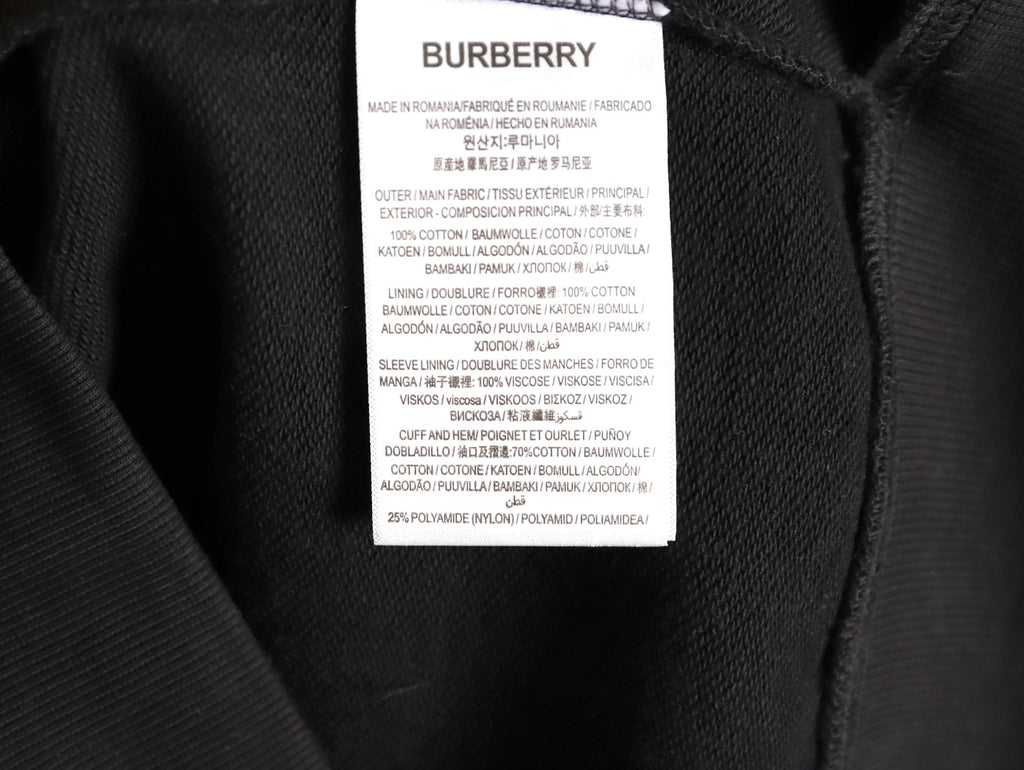 Burberry Equestrian Knight Embroidered Black Check-Detail Zip Hoodie