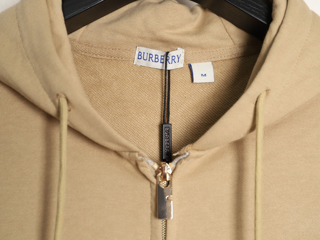 Burberry 25FW Equestrian Knight Cross-Stitch Back Beige Two-Way Zip Hoodie