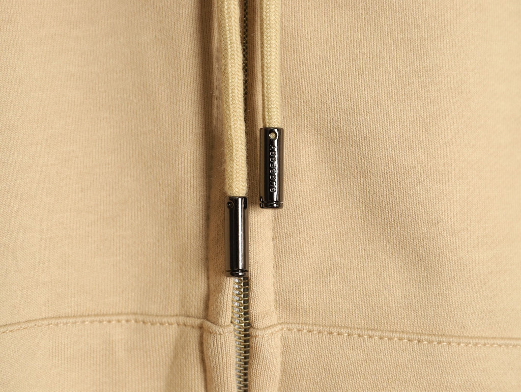 Burberry 25FW Equestrian Knight Cross-Stitch Back Beige Two-Way Zip Hoodie