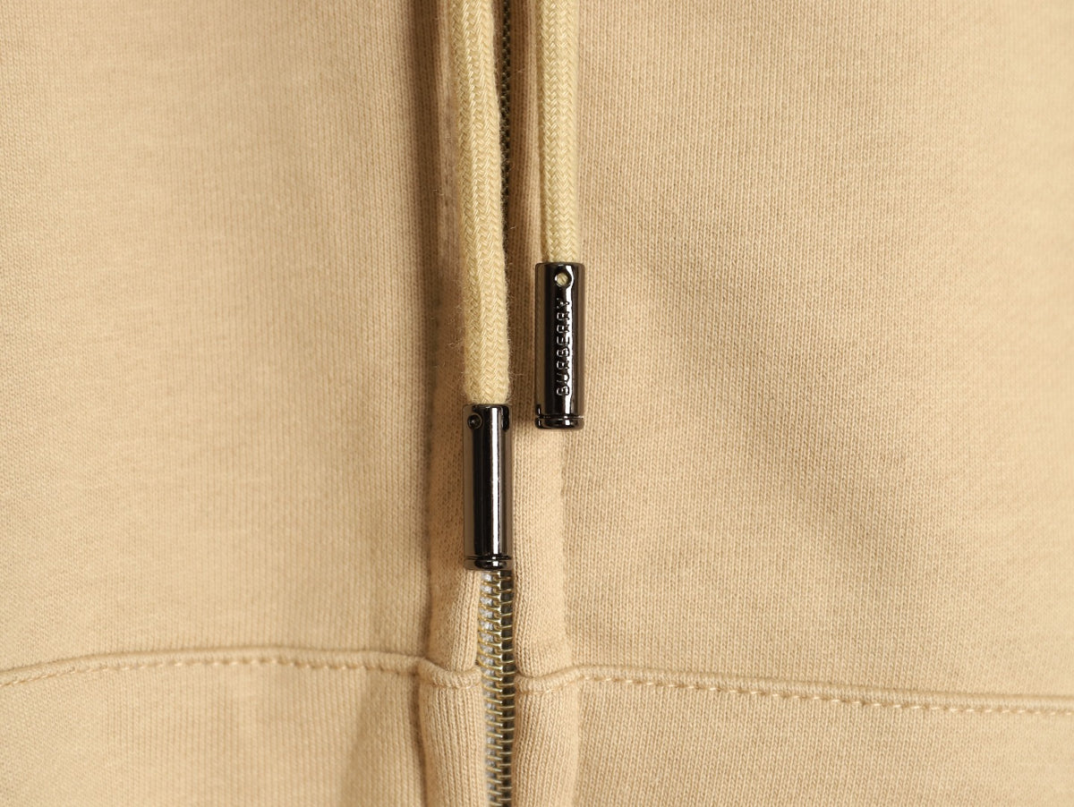 Burberry 25FW Equestrian Knight Cross-Stitch Back Beige Two-Way Zip Hoodie