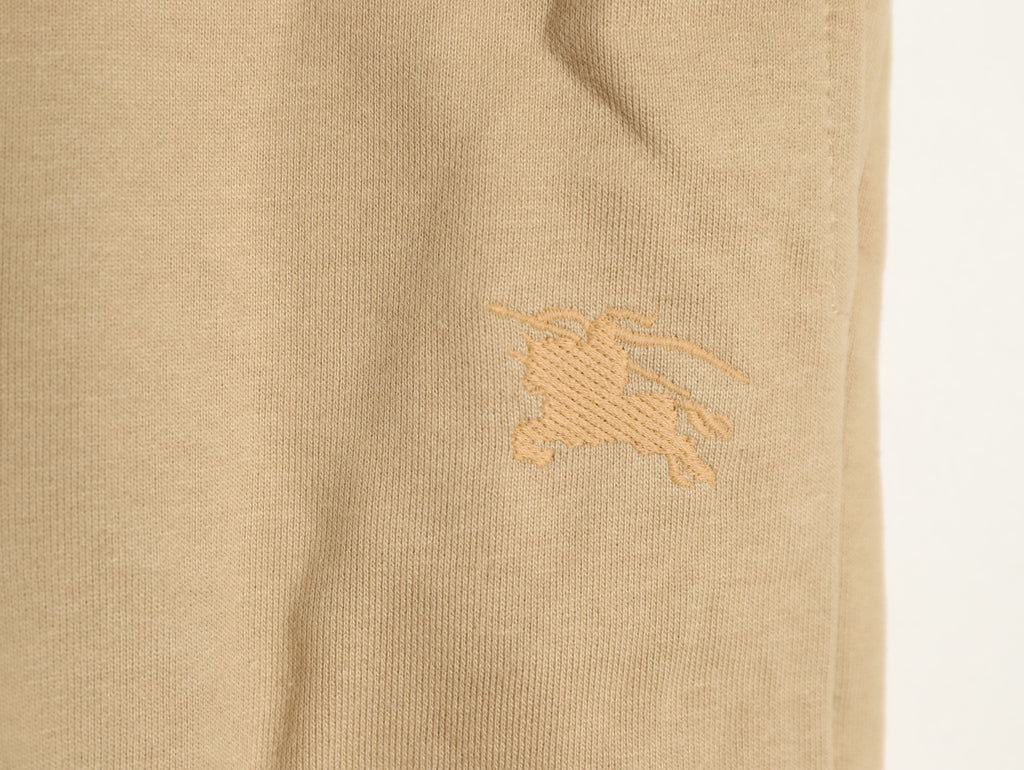Burberry 25FW Equestrian Knight Cross-Stitch Back-Pocket Beige Jogger Pants