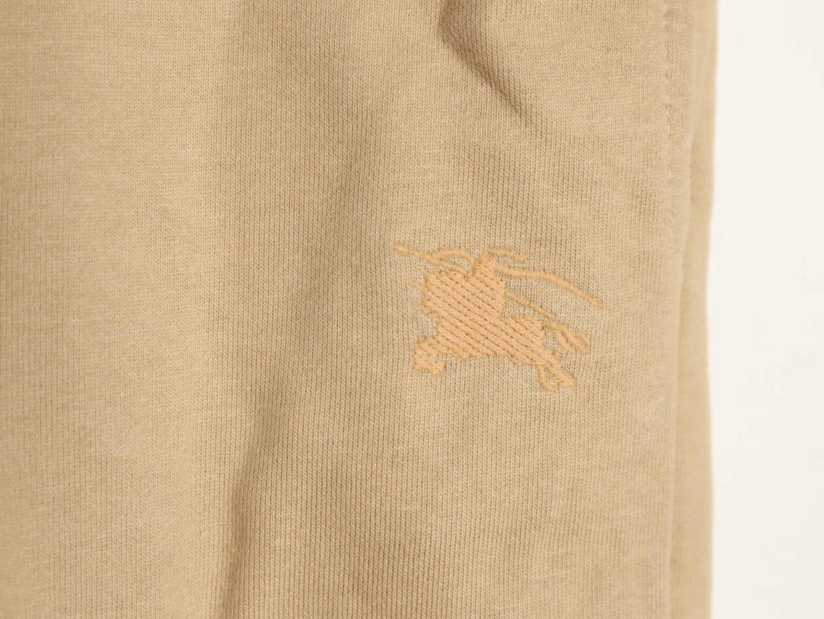 Burberry 25FW Equestrian Knight Cross-Stitch Back-Pocket Beige Jogger Pants