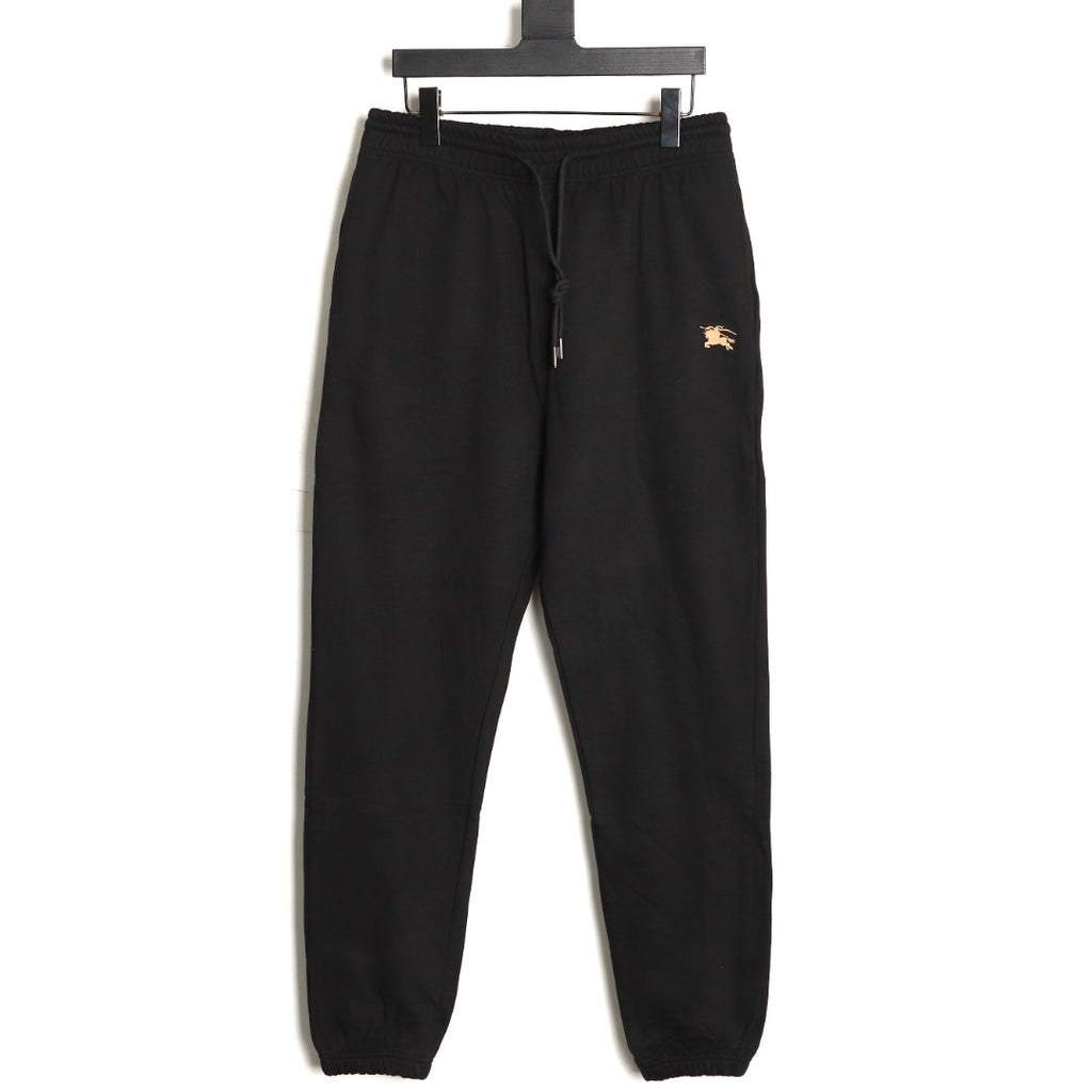 Burberry 25FW Equestrian Knight Cross-Stitch Back-Pocket Black Jogger Pants