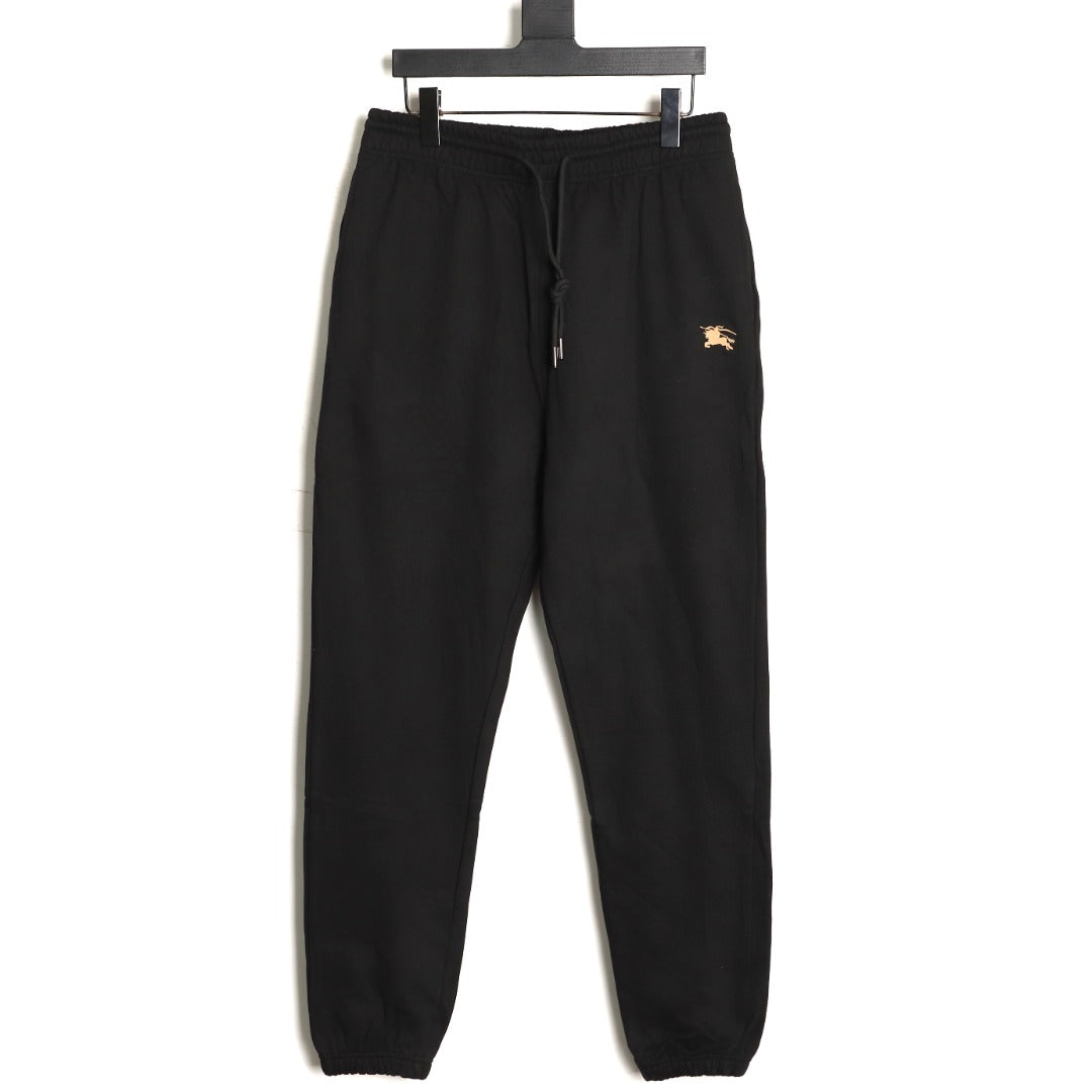 Burberry 25FW Equestrian Knight Cross-Stitch Back-Pocket Black Jogger Pants