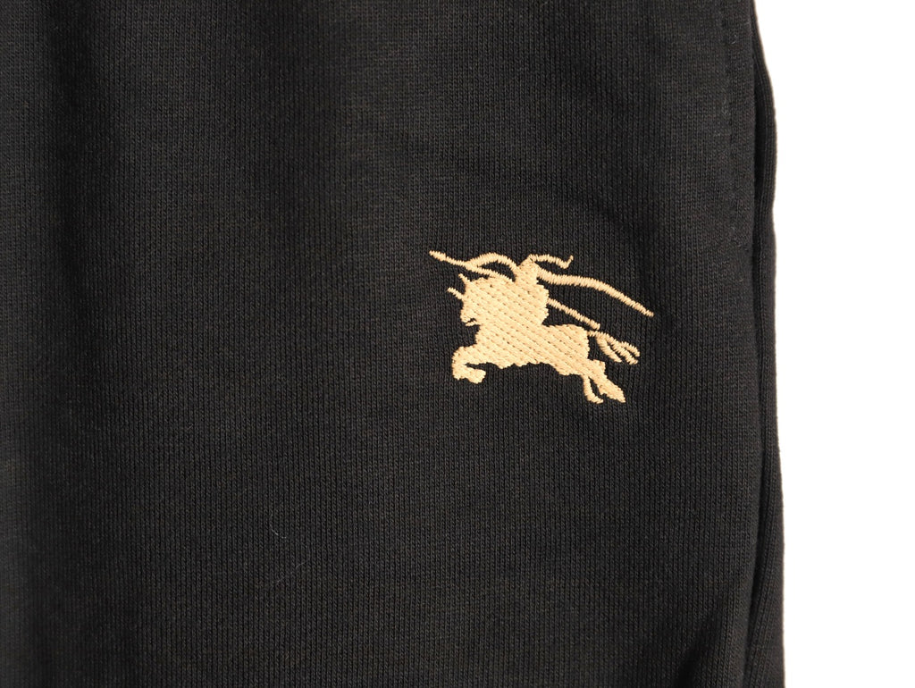 Burberry 25FW Equestrian Knight Cross-Stitch Back-Pocket Black Jogger Pants