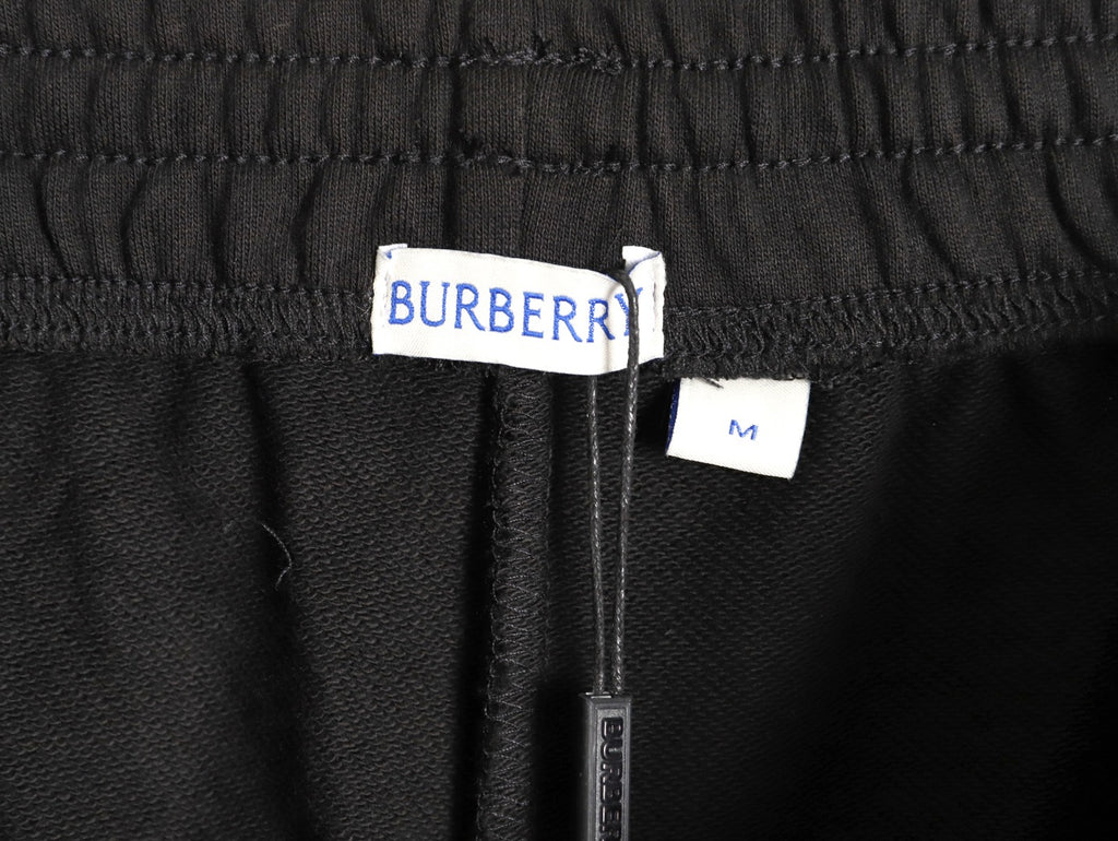 Burberry 25FW Equestrian Knight Cross-Stitch Back-Pocket Black Jogger Pants