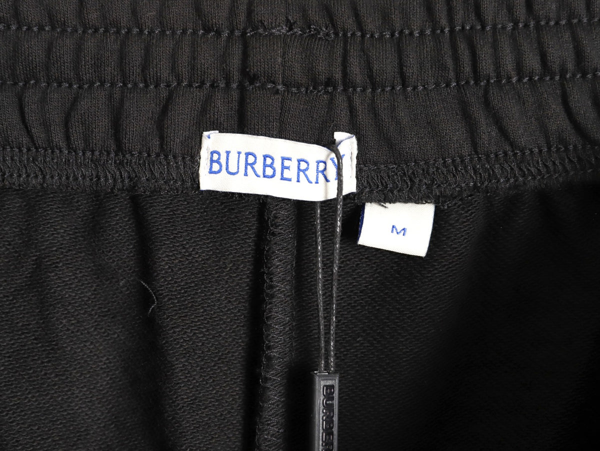 Burberry 25FW Equestrian Knight Cross-Stitch Back-Pocket Black Jogger Pants