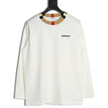 Burberry White Contrast Tape-Neck Long-Sleeve Top