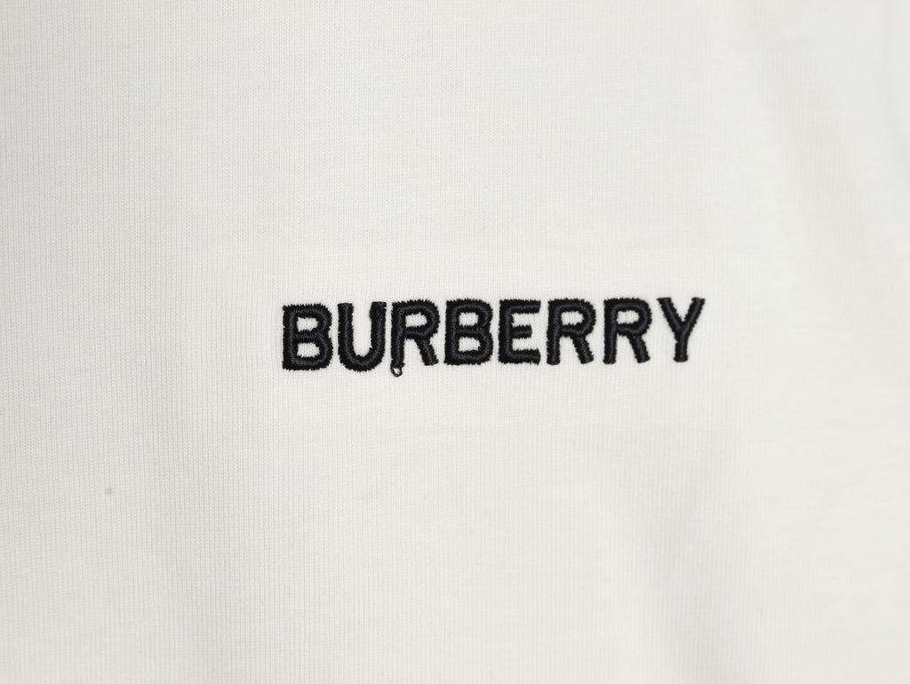 Burberry White Contrast Tape-Neck Long-Sleeve Top