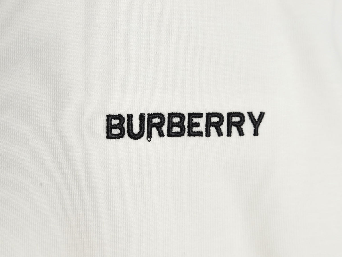 Burberry White Contrast Tape-Neck Long-Sleeve Top