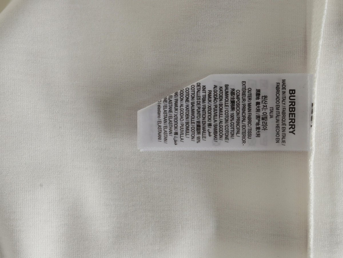 Burberry White Contrast Tape-Neck Long-Sleeve Top