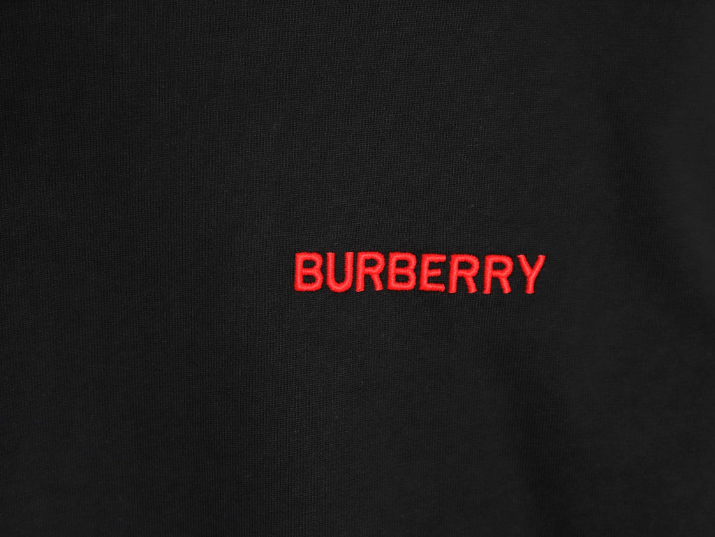 Burberry Black Contrast Tape-Neck Long-Sleeve Top