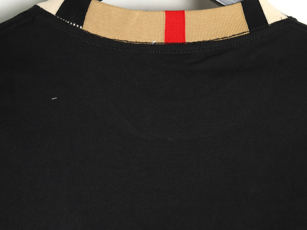 Burberry Black Contrast Tape-Neck Long-Sleeve Top