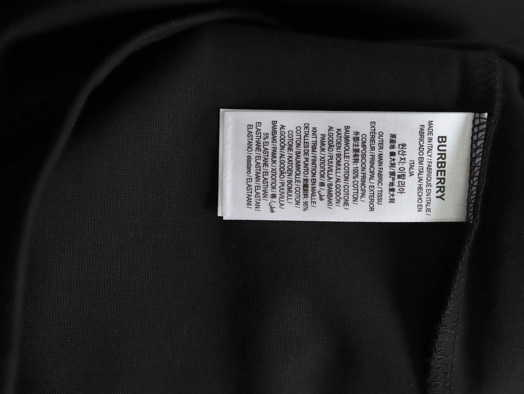 Burberry Black Contrast Tape-Neck Long-Sleeve Top