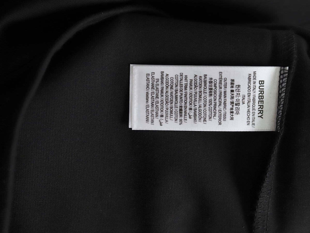 Burberry Black Contrast Tape-Neck Long-Sleeve Top