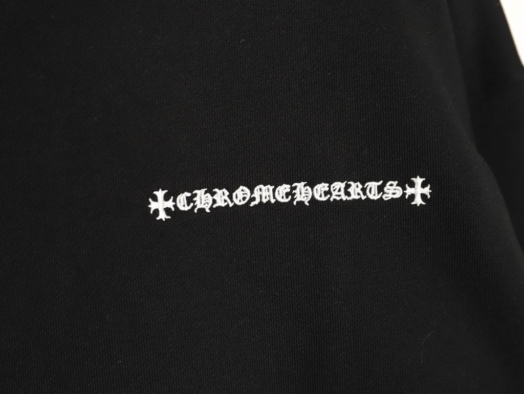 Chrome Hearts 25FW White Cross-Patch Black Crewneck Sweatshirt
