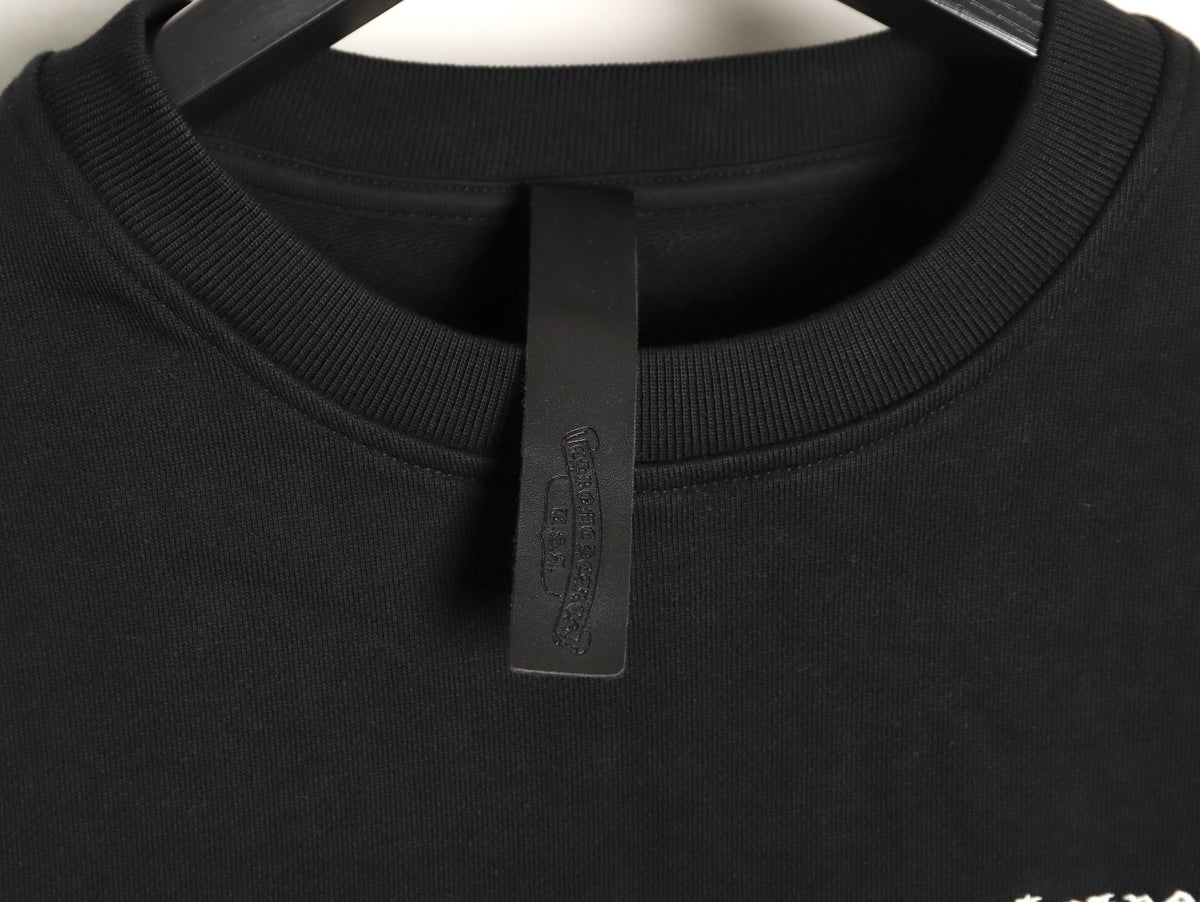 Chrome Hearts 25FW White Cross-Patch Black Crewneck Sweatshirt