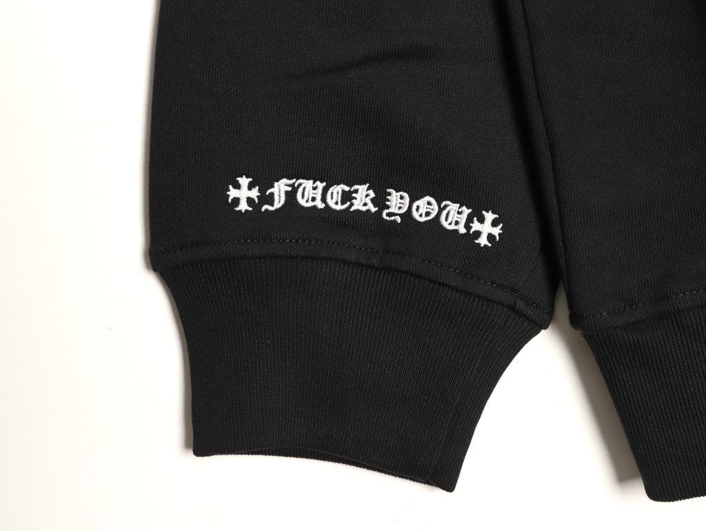 Chrome Hearts 25FW White Cross-Patch Black Crewneck Sweatshirt