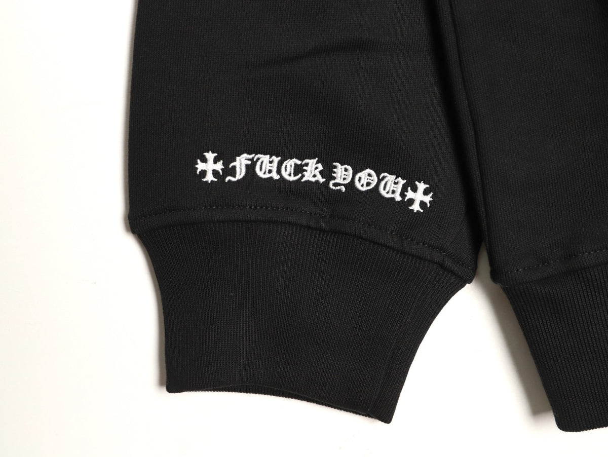 Chrome Hearts 25FW White Cross-Patch Black Crewneck Sweatshirt