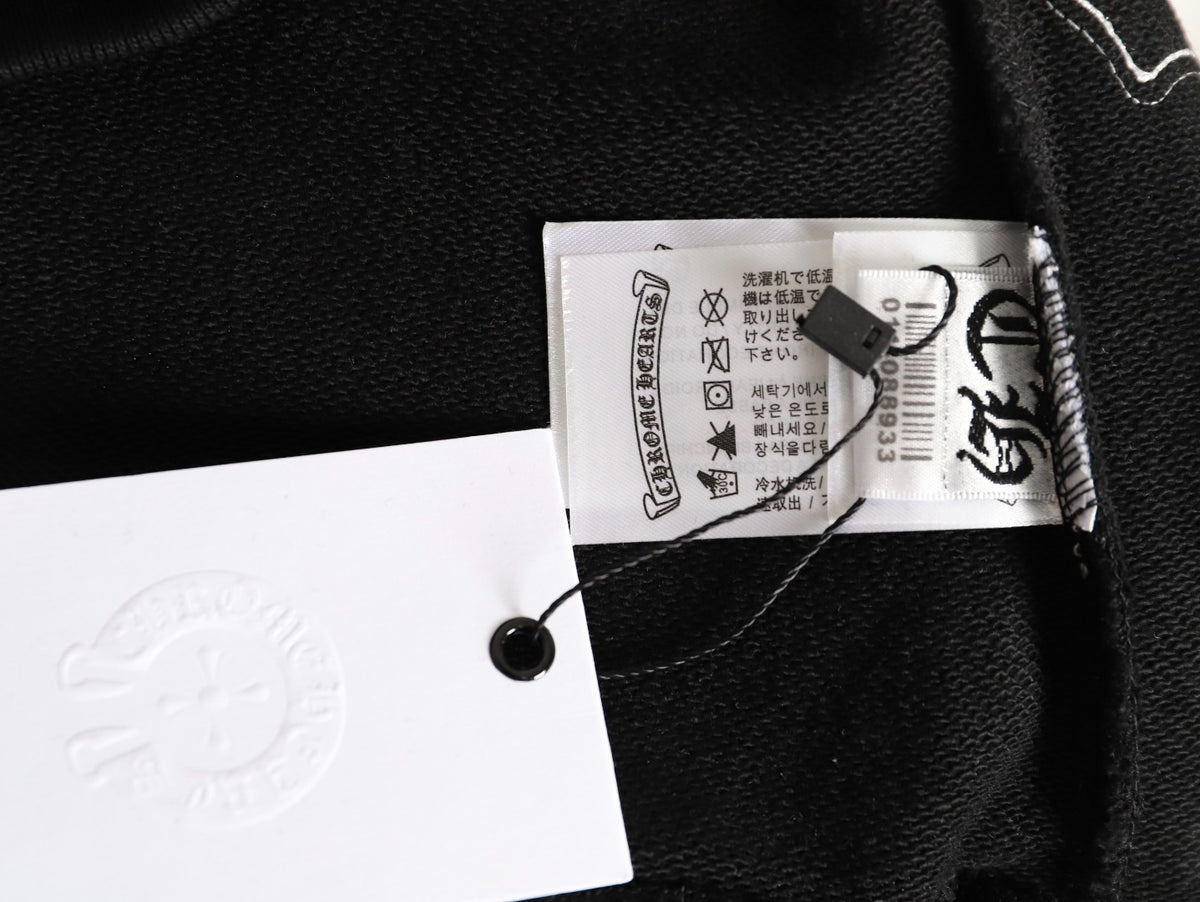 Chrome Hearts 25FW White Cross-Patch Black Crewneck Sweatshirt