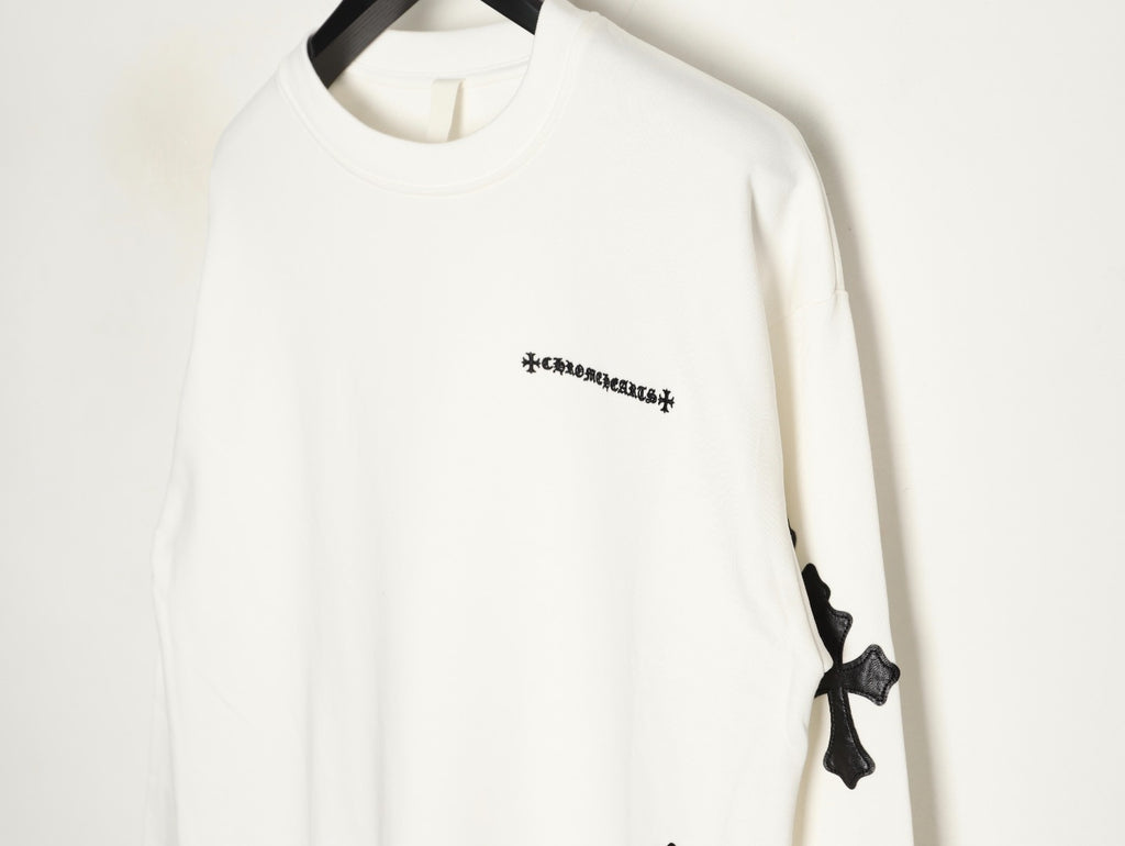 Chrome Hearts 25FW Black Cross-Patch White Crewneck Sweatshirt