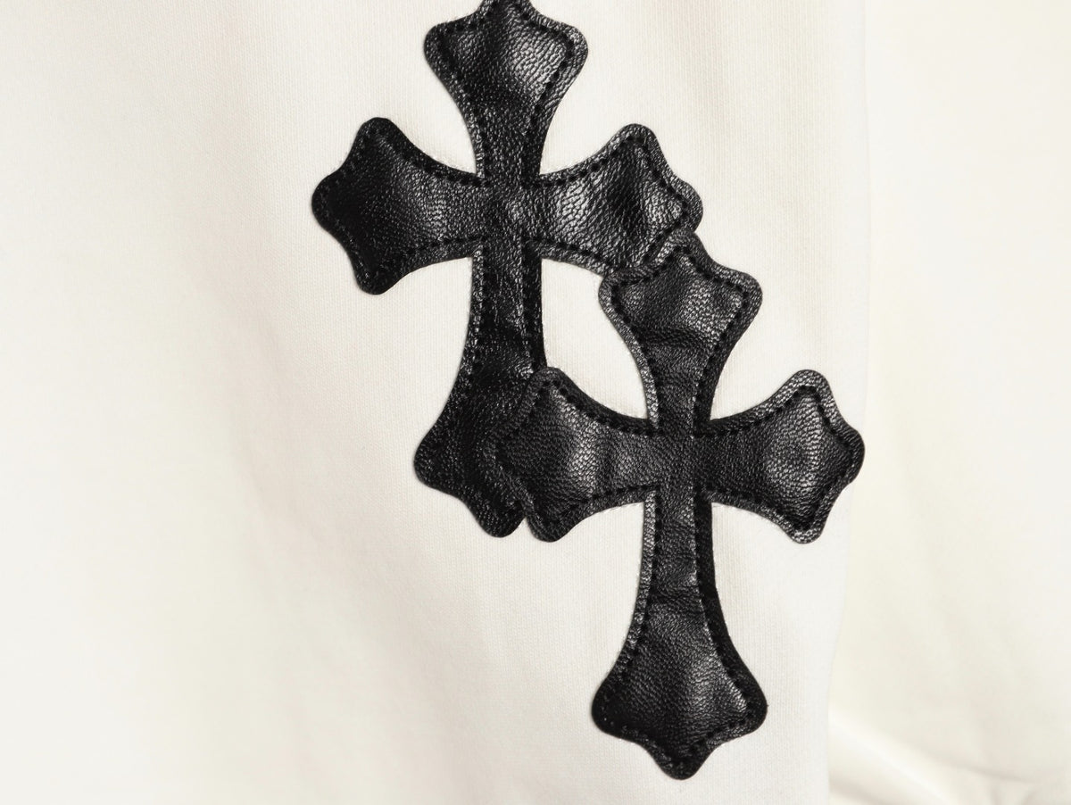 Chrome Hearts 25FW Black Cross-Patch White Crewneck Sweatshirt