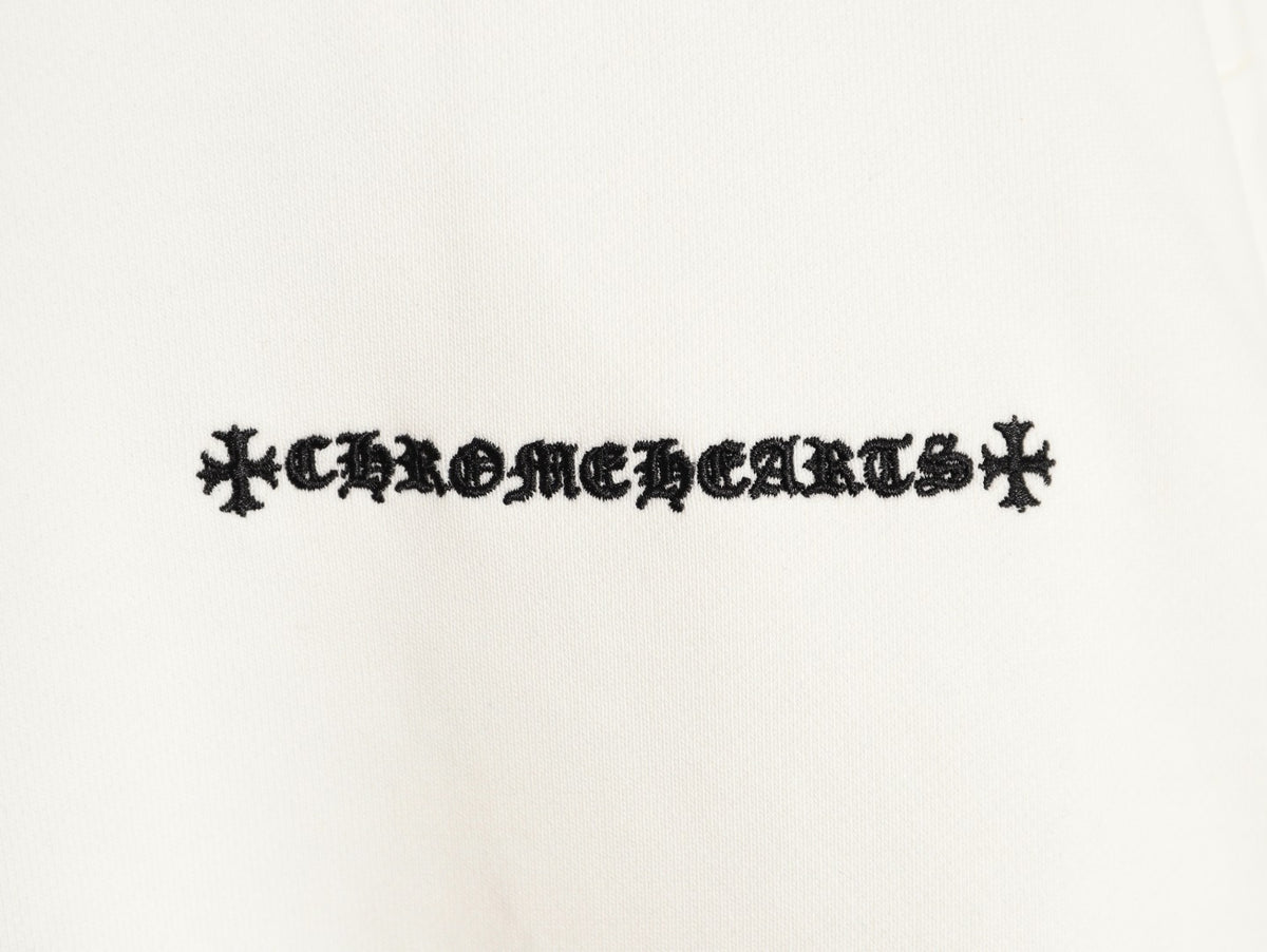Chrome Hearts 25FW Black Cross-Patch White Crewneck Sweatshirt