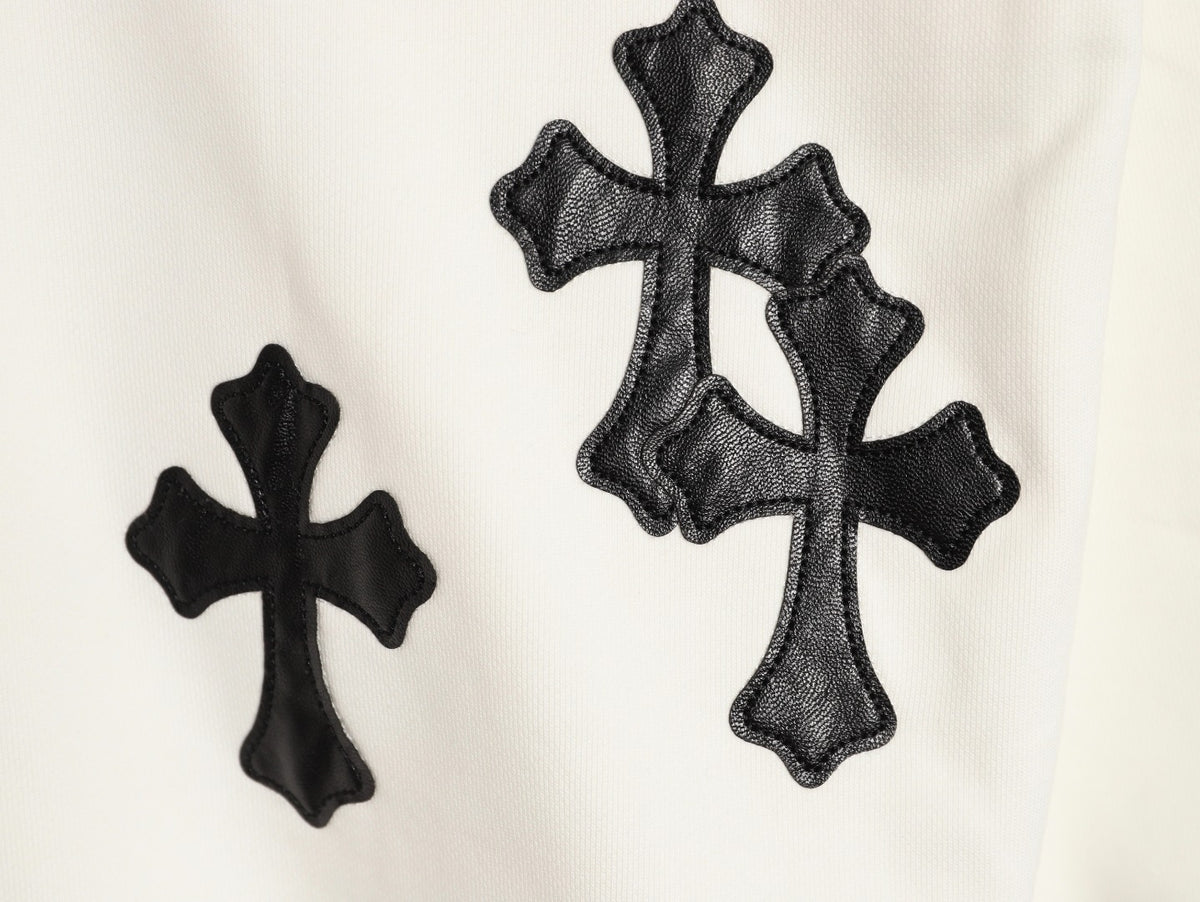 Chrome Hearts 25FW Black Cross-Patch White Crewneck Sweatshirt