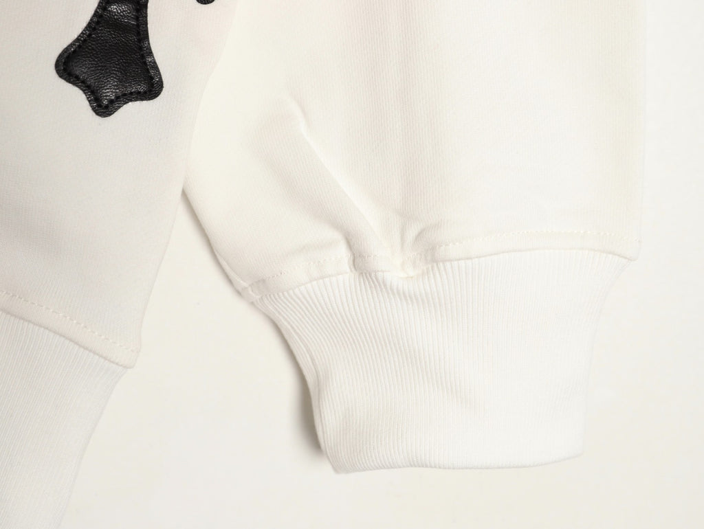 Chrome Hearts 25FW Black Cross-Patch White Crewneck Sweatshirt
