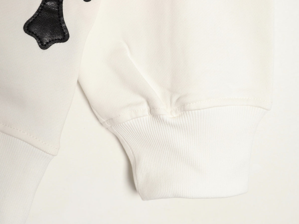 Chrome Hearts 25FW Black Cross-Patch White Crewneck Sweatshirt