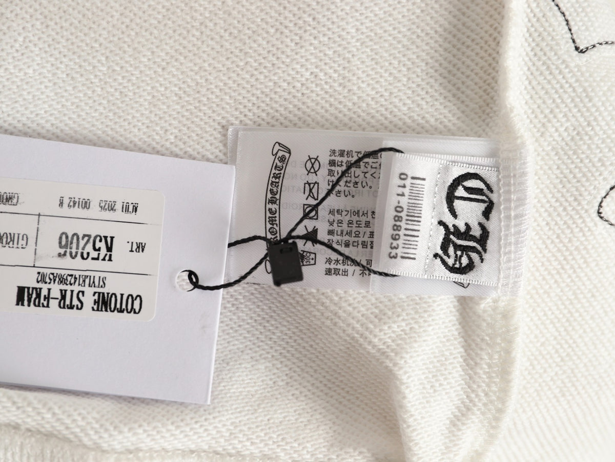Chrome Hearts 25FW Black Cross-Patch White Crewneck Sweatshirt