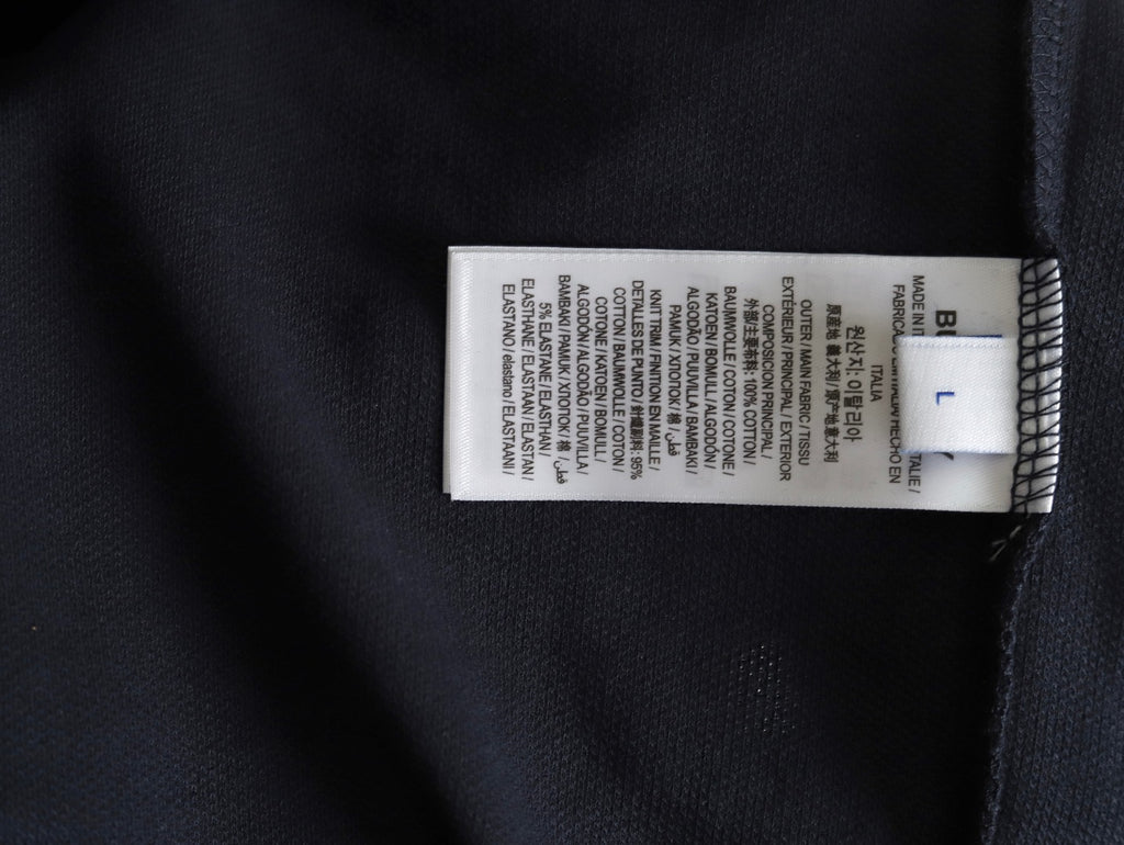 Burberry Navy Check-Collar Long-Sleeve Polo Shirt