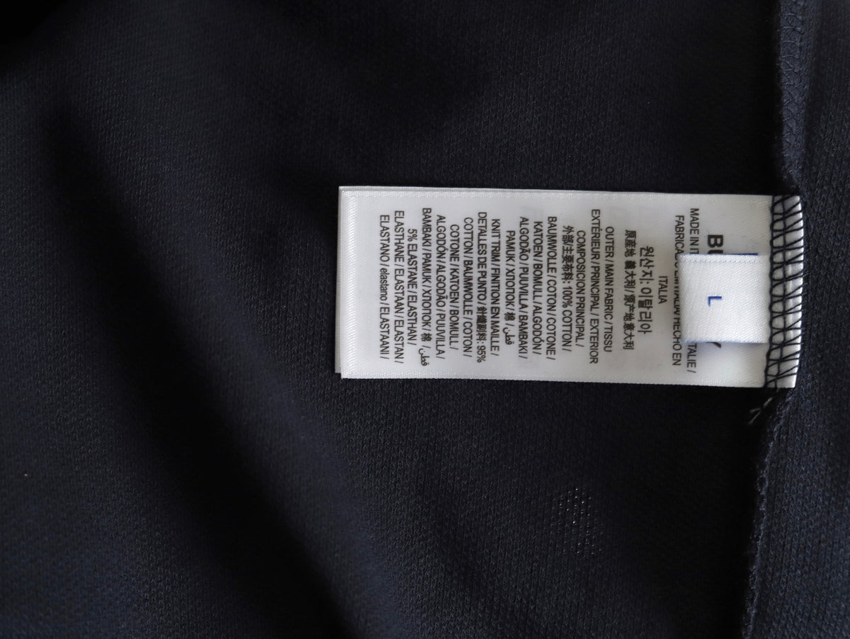 Burberry Navy Check-Collar Long-Sleeve Polo Shirt