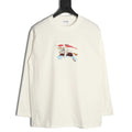 Burberry Colorful Equestrian Knight Embroidered White Long-Sleeve Top