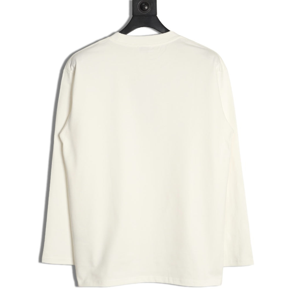 Burberry Colorful Equestrian Knight Embroidered White Long-Sleeve Top