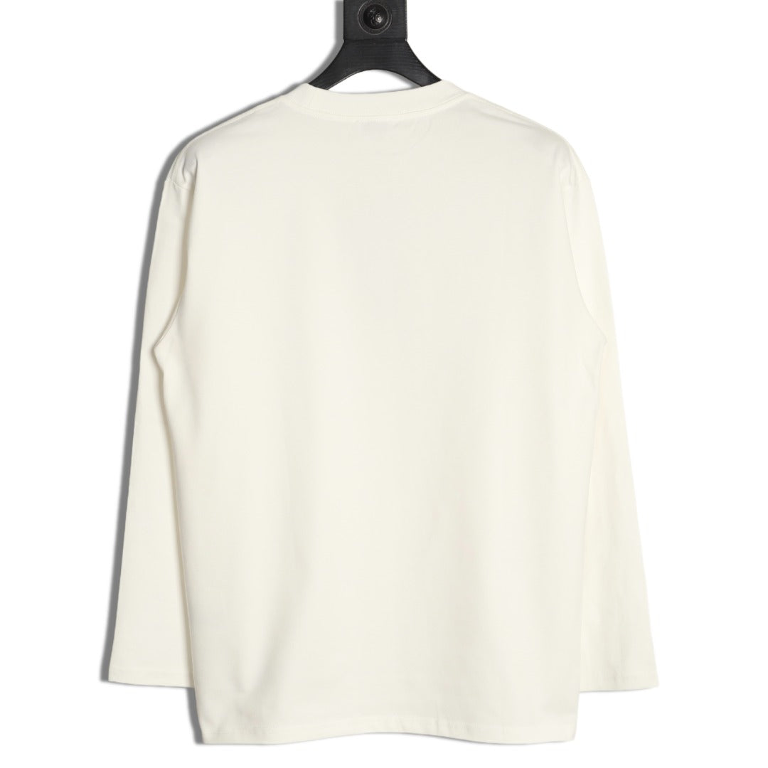 Burberry Colorful Equestrian Knight Embroidered White Long-Sleeve Top