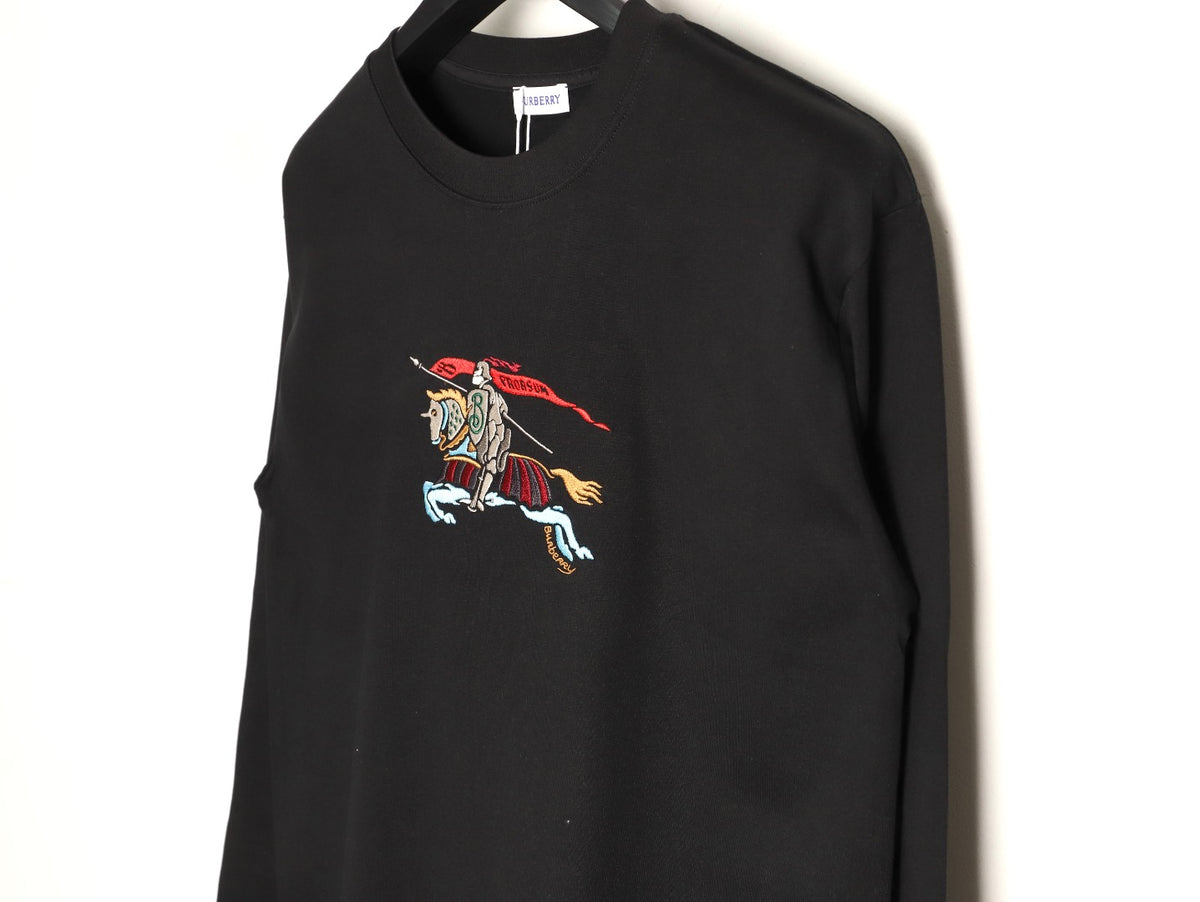 Burberry Colorful Equestrian Knight Embroidered Black Long-Sleeve Top