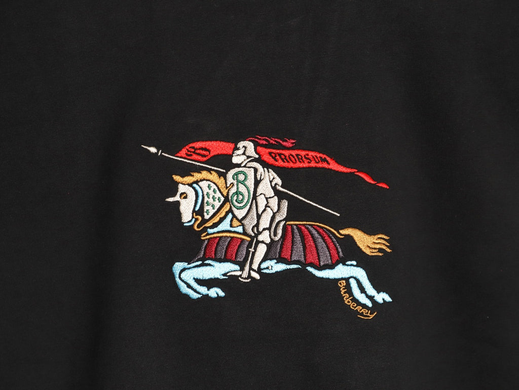 Burberry Colorful Equestrian Knight Embroidered Black Long-Sleeve Top