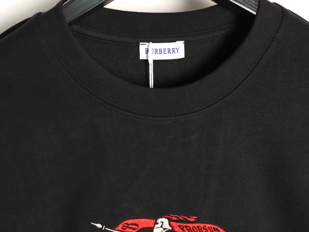 Burberry Colorful Equestrian Knight Embroidered Black Long-Sleeve Top