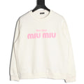 Miu Miu 25FW Pink Foam-Letter Logo White Crewneck Sweatshirt