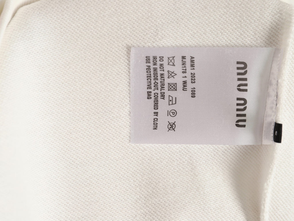 Miu Miu 25FW Pink Foam-Letter Logo White Crewneck Sweatshirt