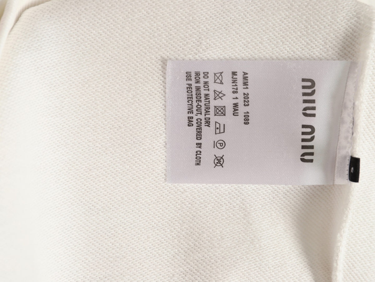 Miu Miu 25FW Pink Foam-Letter Logo White Crewneck Sweatshirt