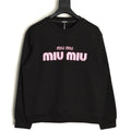Miu Miu 25FW Pink Foam-Letter Logo Black Crewneck Sweatshirt