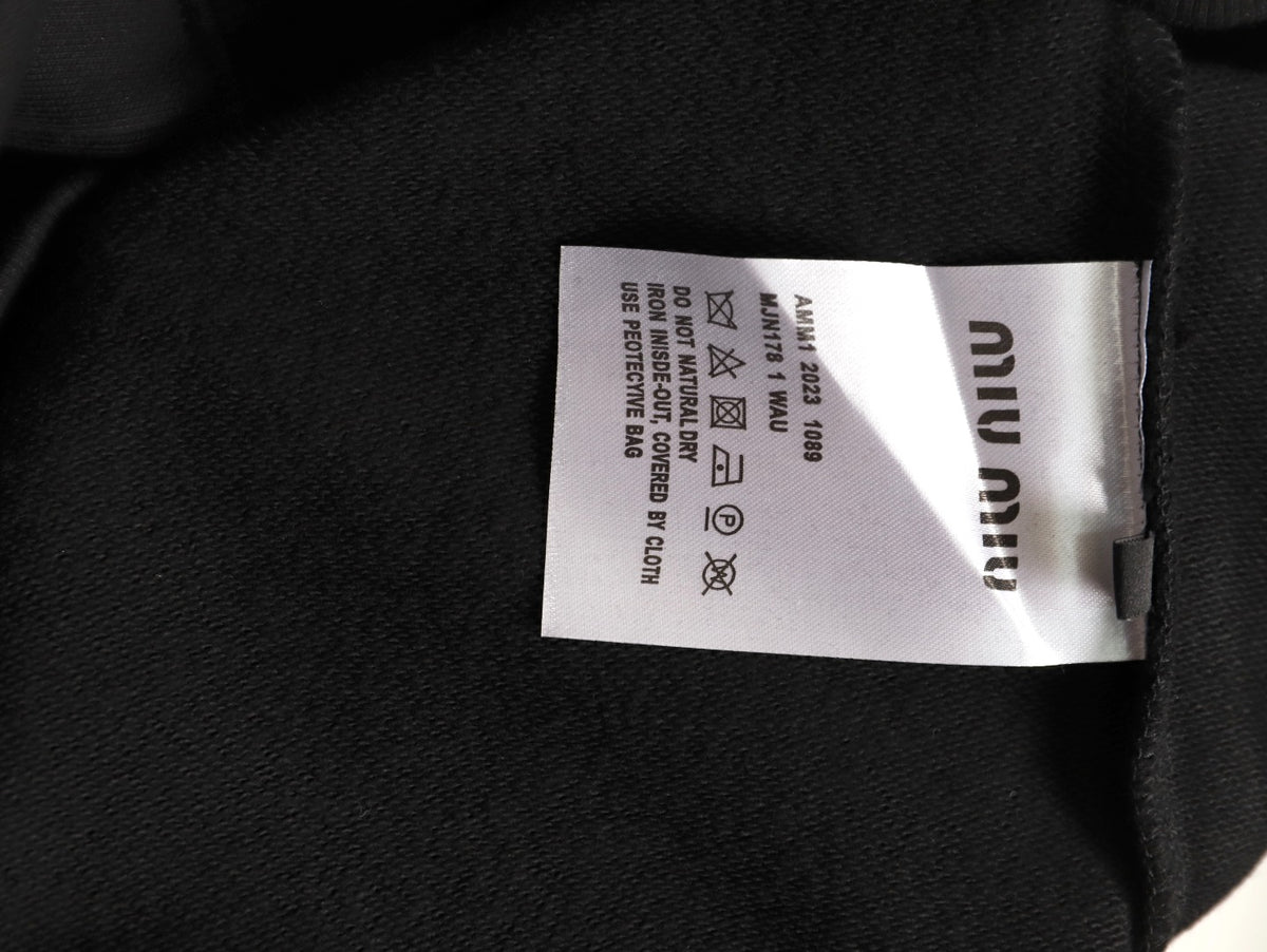 Miu Miu 25FW Pink Foam-Letter Logo Black Crewneck Sweatshirt