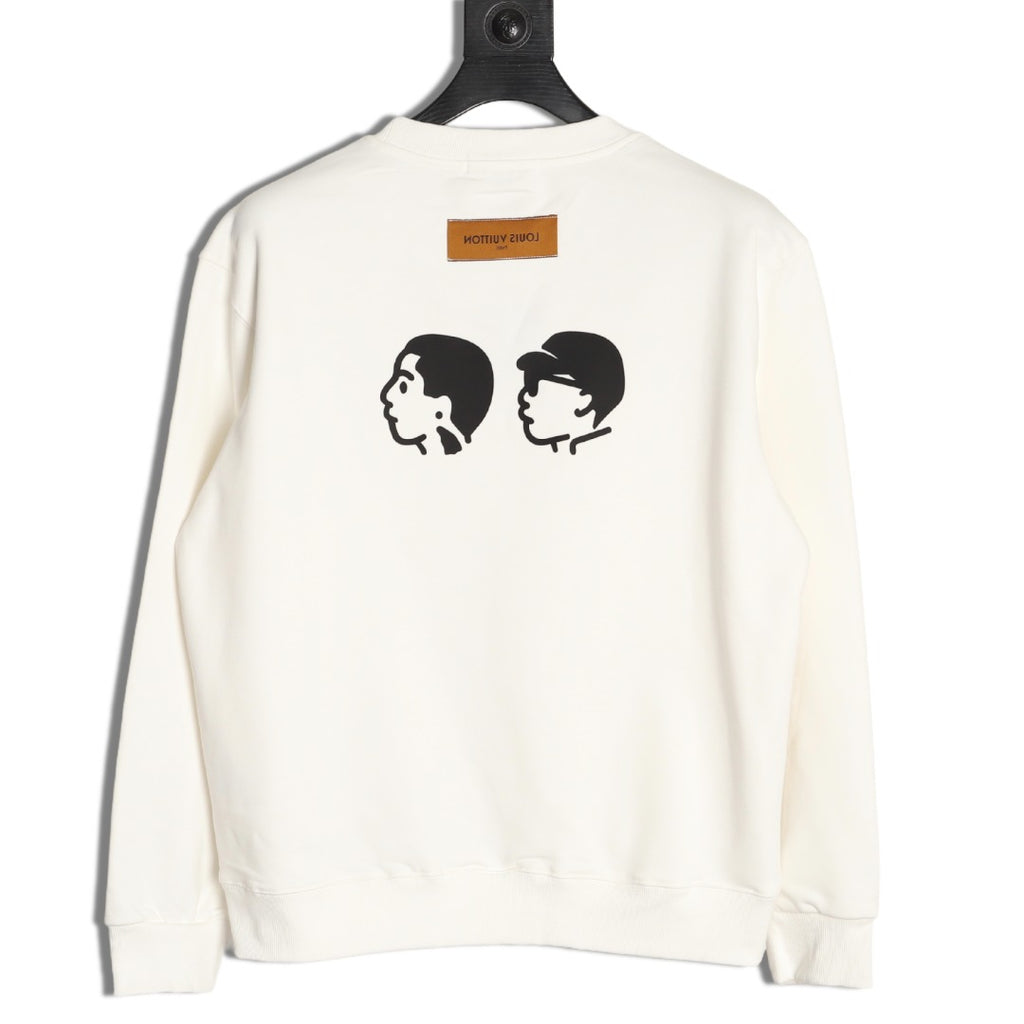 Louis Vuitton 25FW White Dual-Portrait Back Graphic Crewneck Sweatshirt